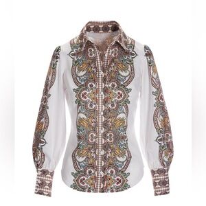 Paisley Print Victoria Chic Drama Sleeve Shirt